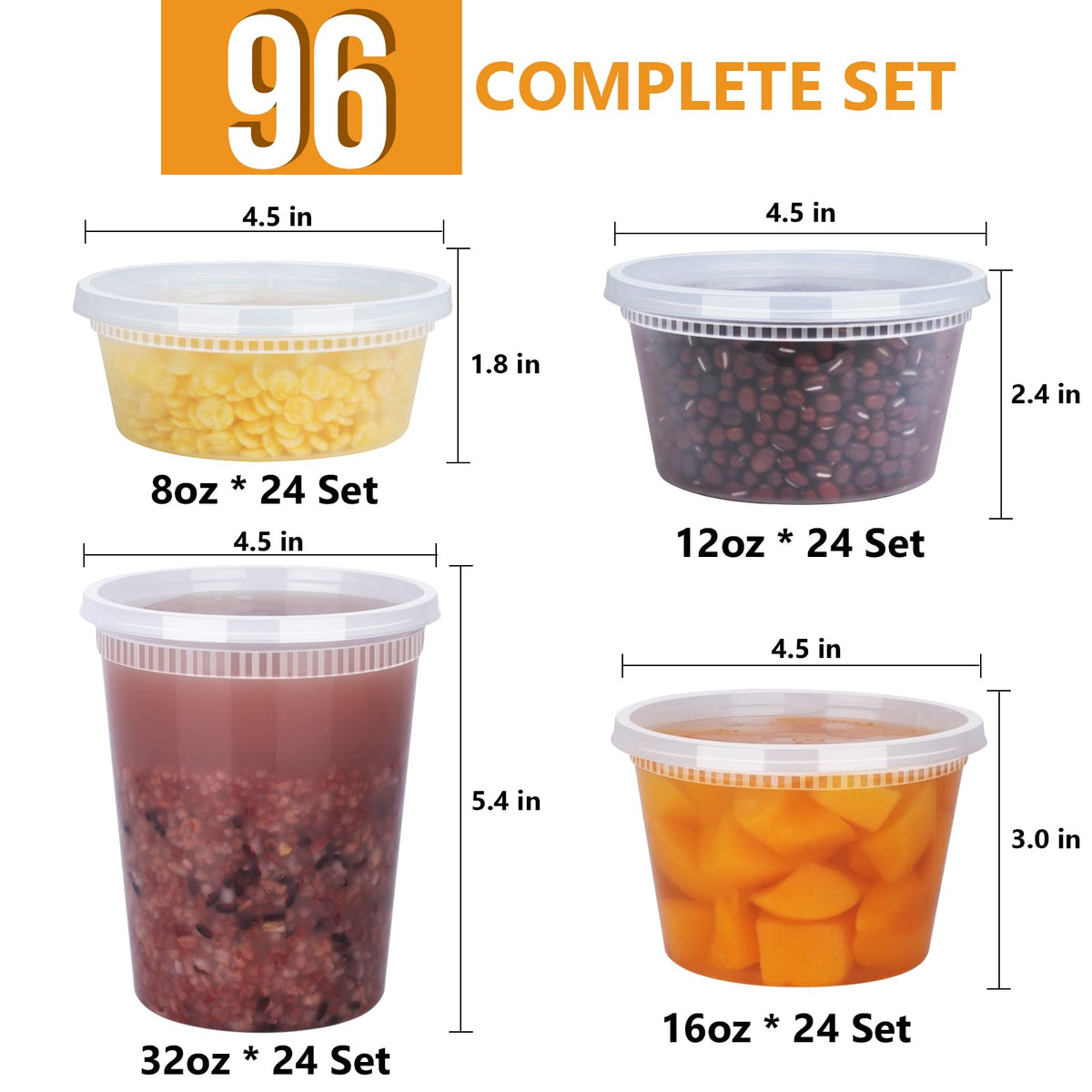 NESCCI 16oz deli containers with lids for portion control and snacks