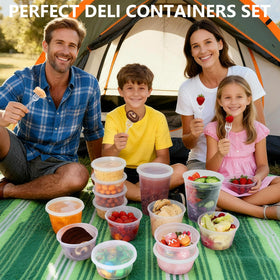 NESCCI 8oz deli containers with lids for on-the-go meals