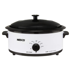 Nesco 4816-14 roaster oven cover with porcelain finish for easy, even roasting.