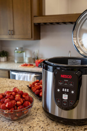 Nesco NPC-9 9.5-quart chamber shown for large-batch canning.