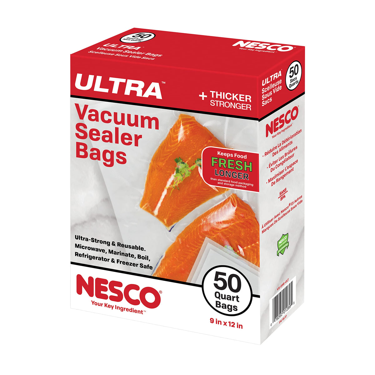 NESCO Ultra heavy-duty vacuum sealer bags in 9x12 quart size for long-lasting storage