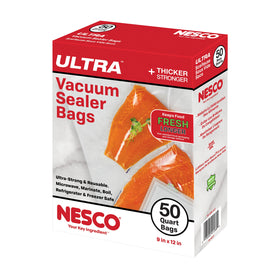 NESCO Ultra heavy-duty vacuum sealer bags in 9x12 quart size for long-lasting storage