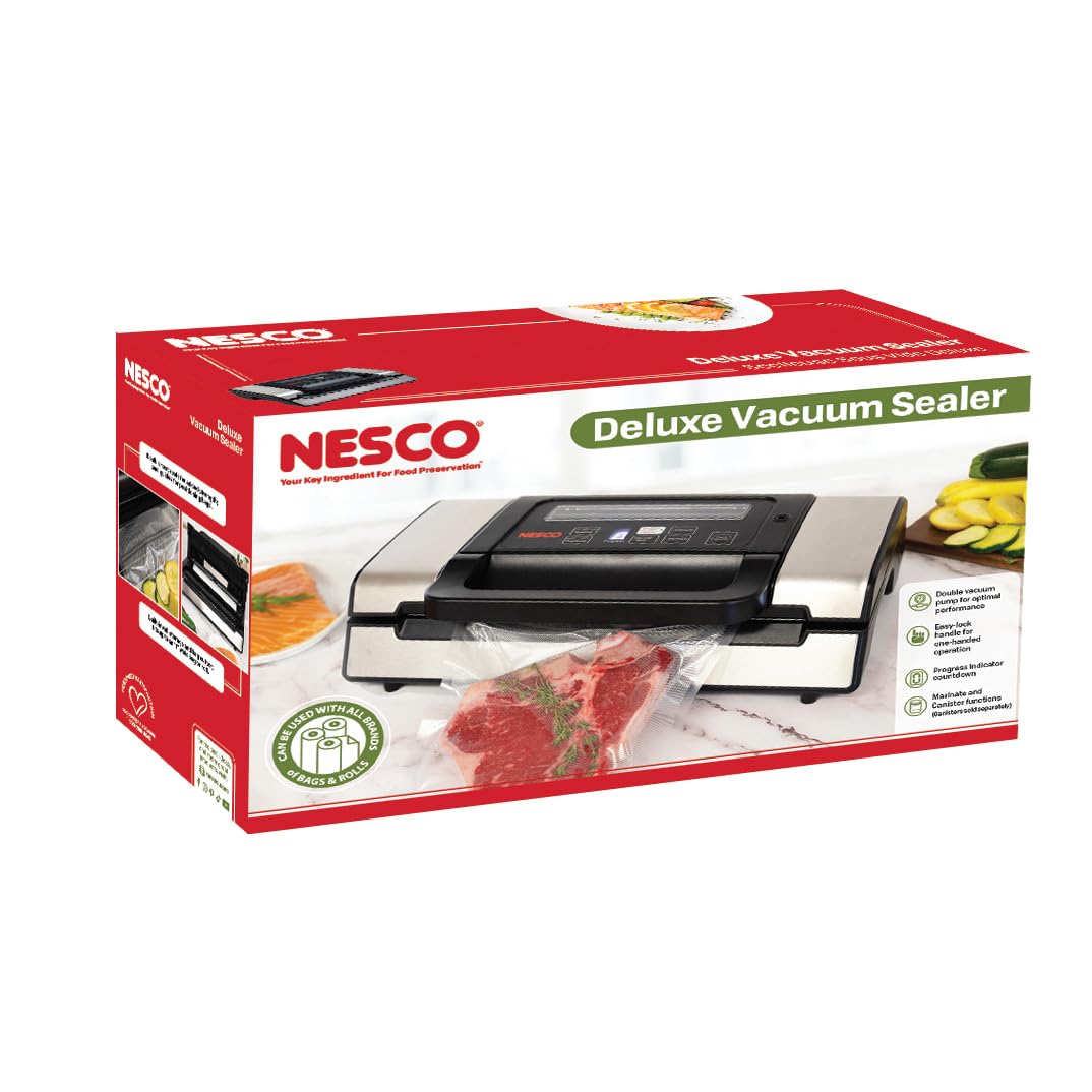 NESCO VS-12 built-in bag cutter and roll storage, tidy workspace
