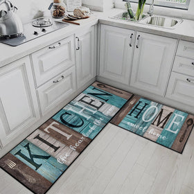 Nesphy brown wooden vintage farmhouse runner mat for long hallways