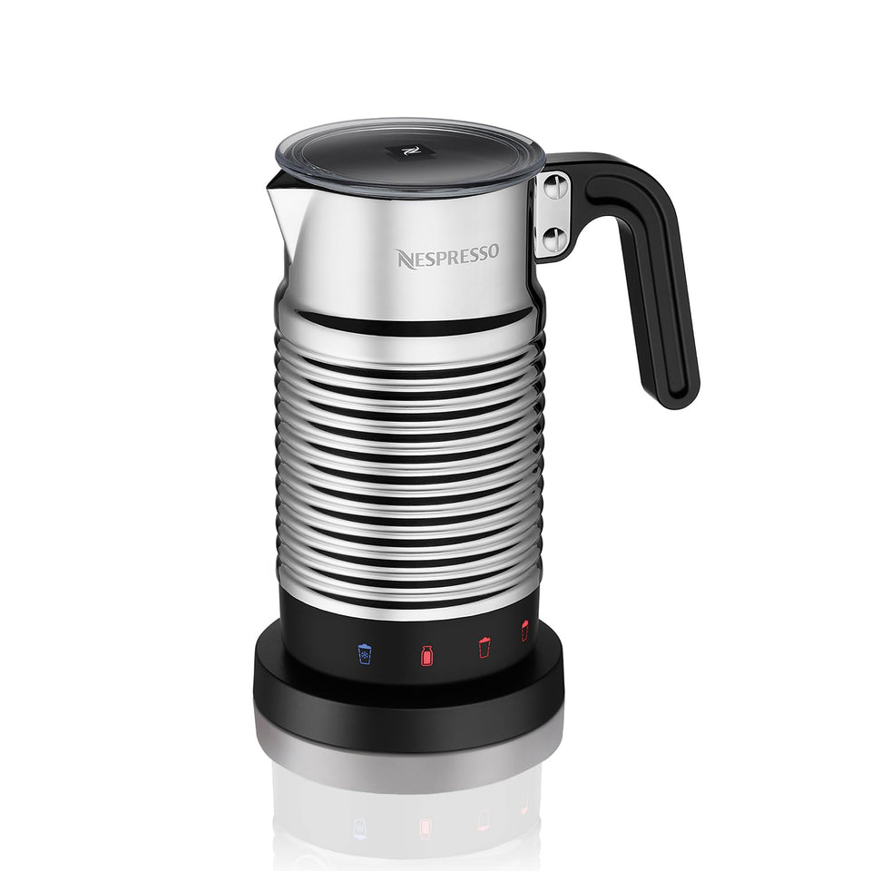 Nespresso Aeroccino 4 milk frother on counter for cafe-style hot or cold foam