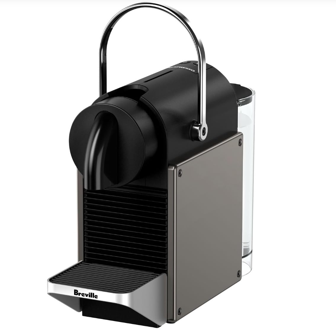 Nespresso Pixie Titan side profile showing its slim footprint.