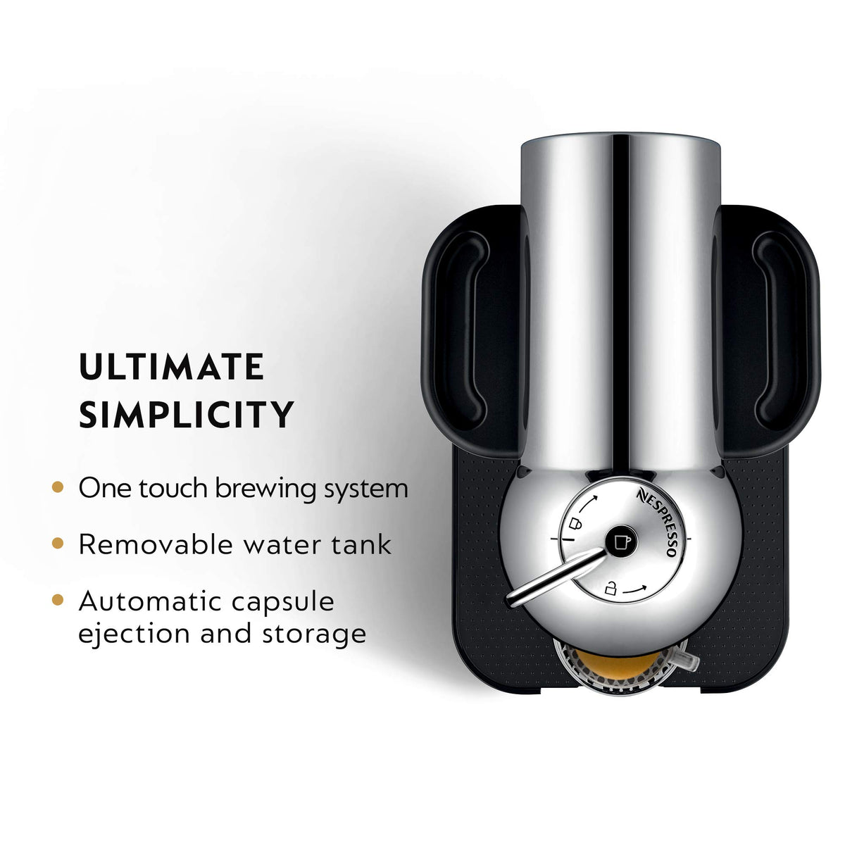 Nespresso Vertuo Chrome dispensing area ready to prepare a single-serve espresso