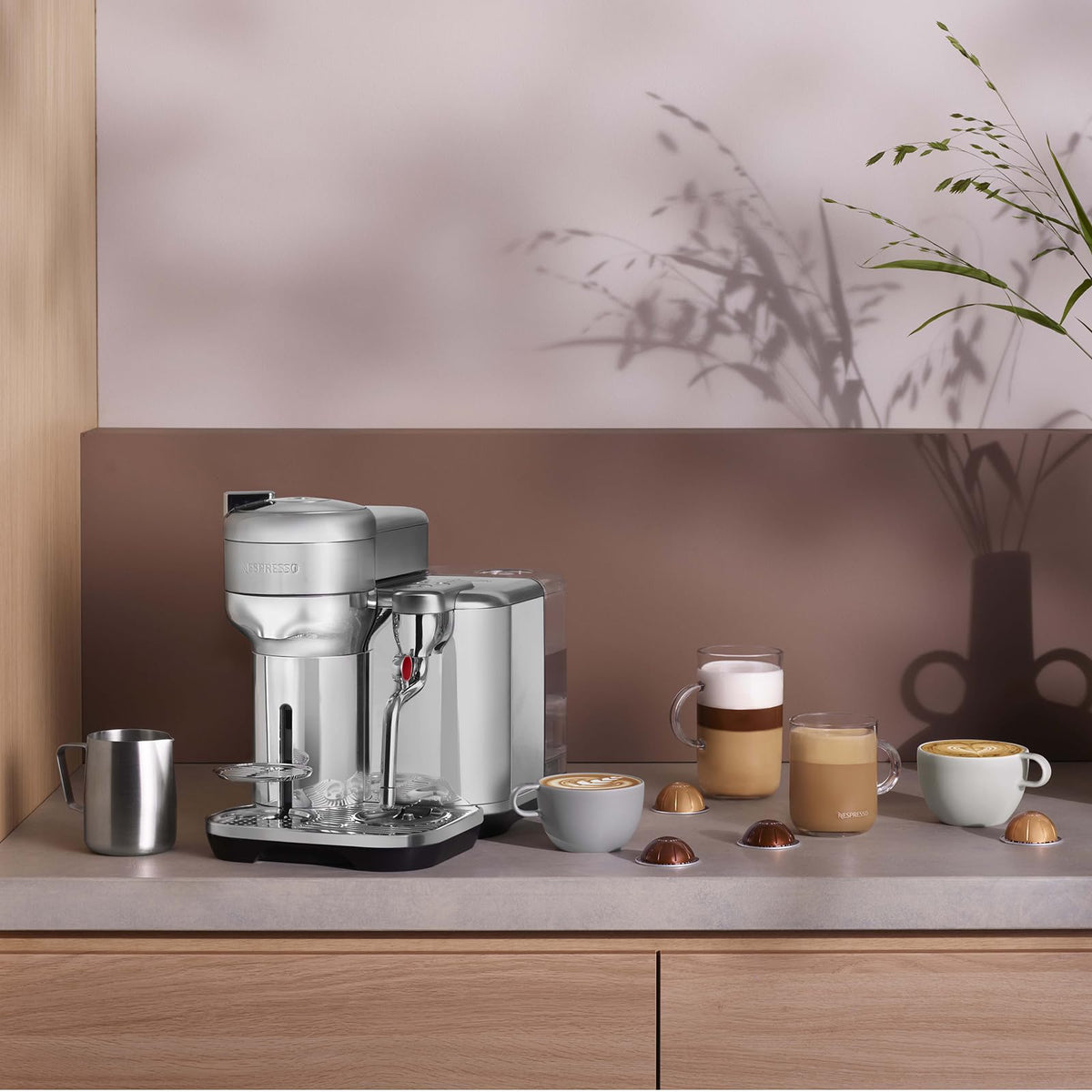 Barista steam wand creating latte art with rich microfoam