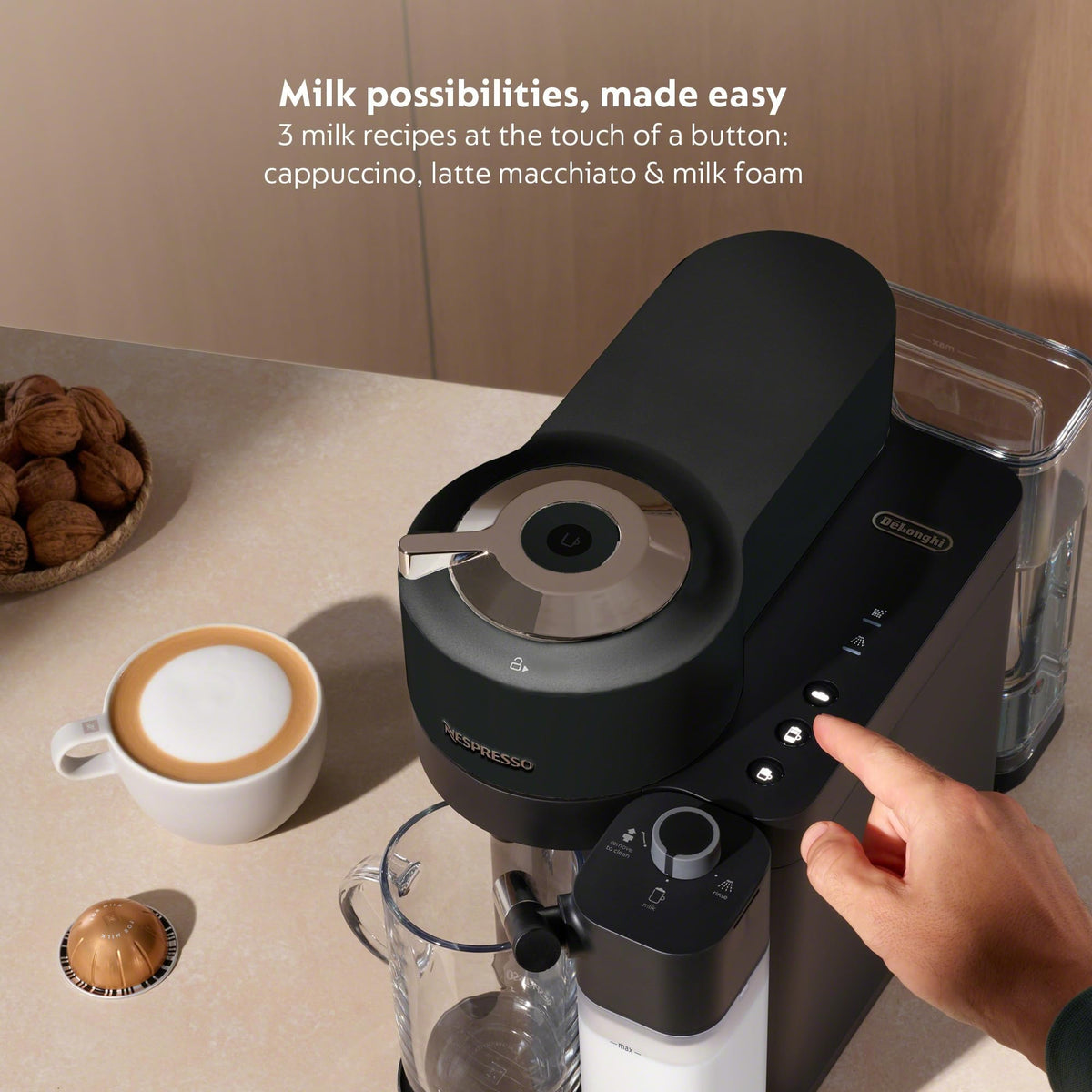 Nespresso Vertuo Lattissima espresso shot at a touch.