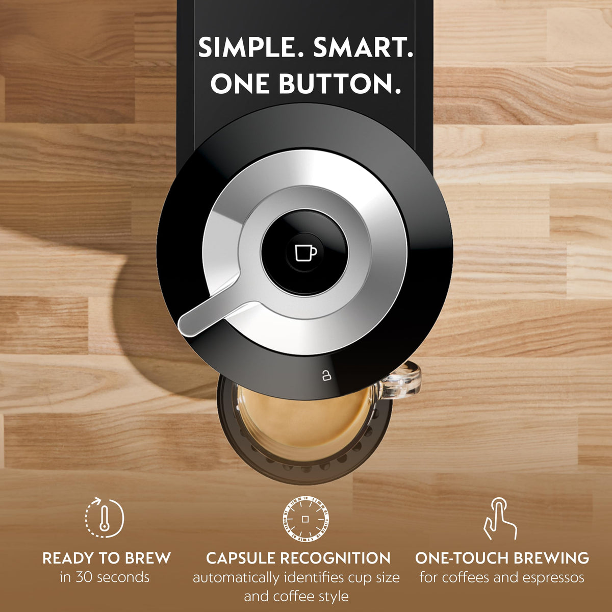 Nespresso Vertuo Next chrome accents add a premium look to your countertop.
