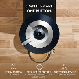 Nespresso Vertuo Next navy control panel for seven cup sizes.