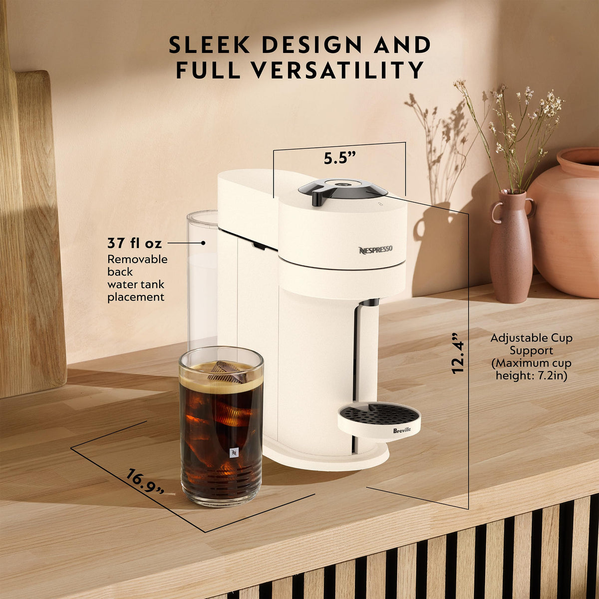Nespresso Vertuo Next Premium eco-friendly materials emphasize sustainability.