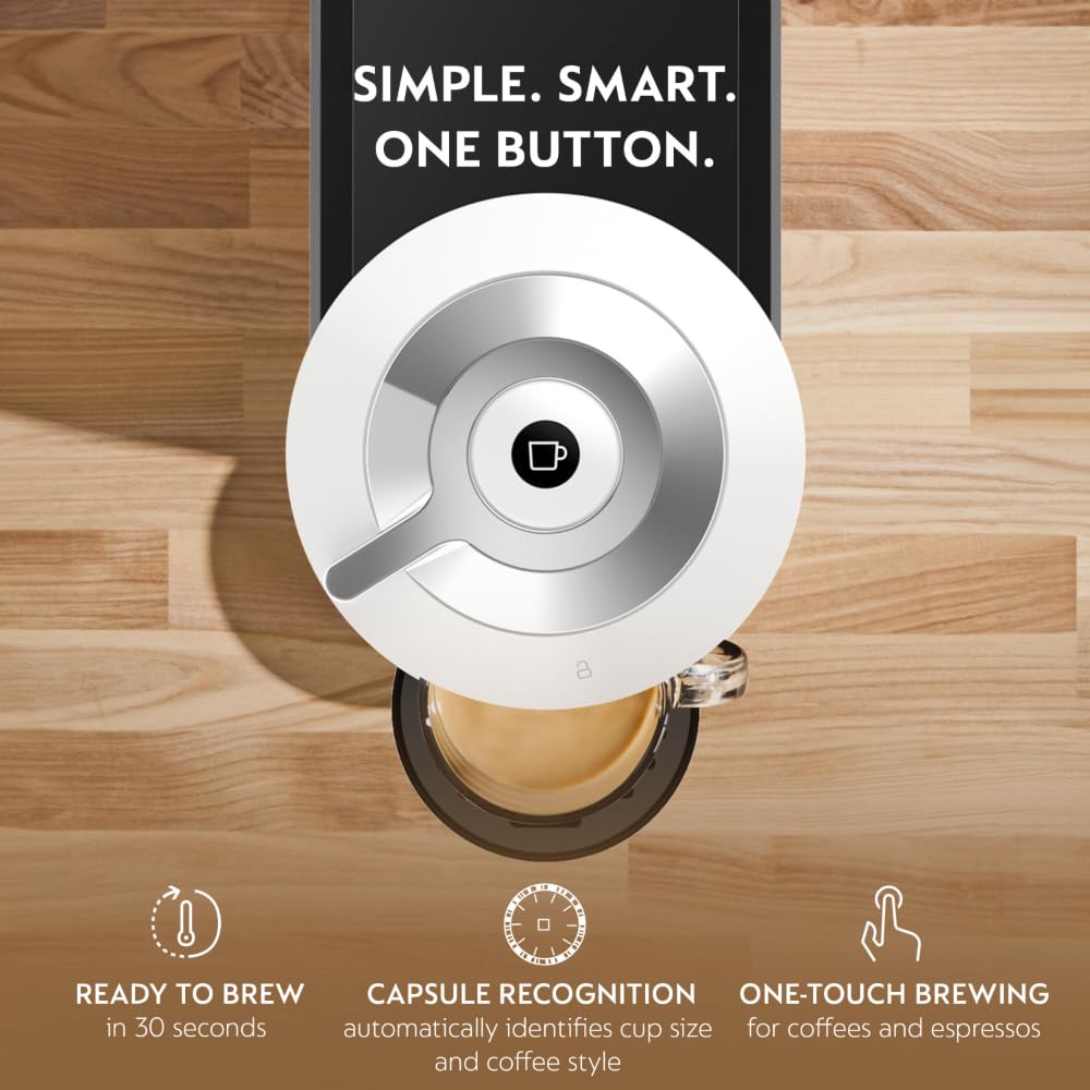 Nespresso Vertuo Next top view highlighting simple controls for quick use.