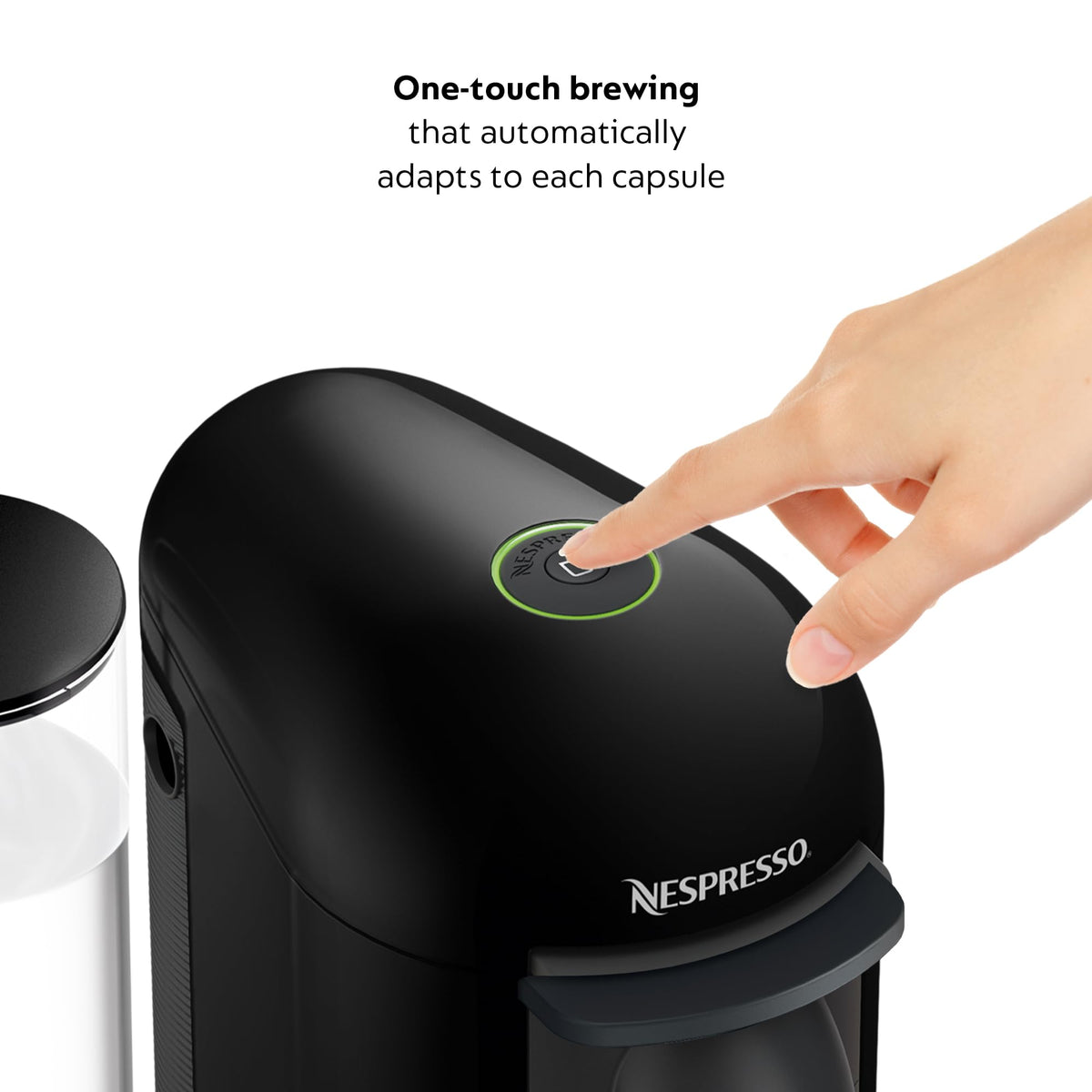 Nespresso VertuoPlus ink black side angle highlighting compact design for small kitchens
