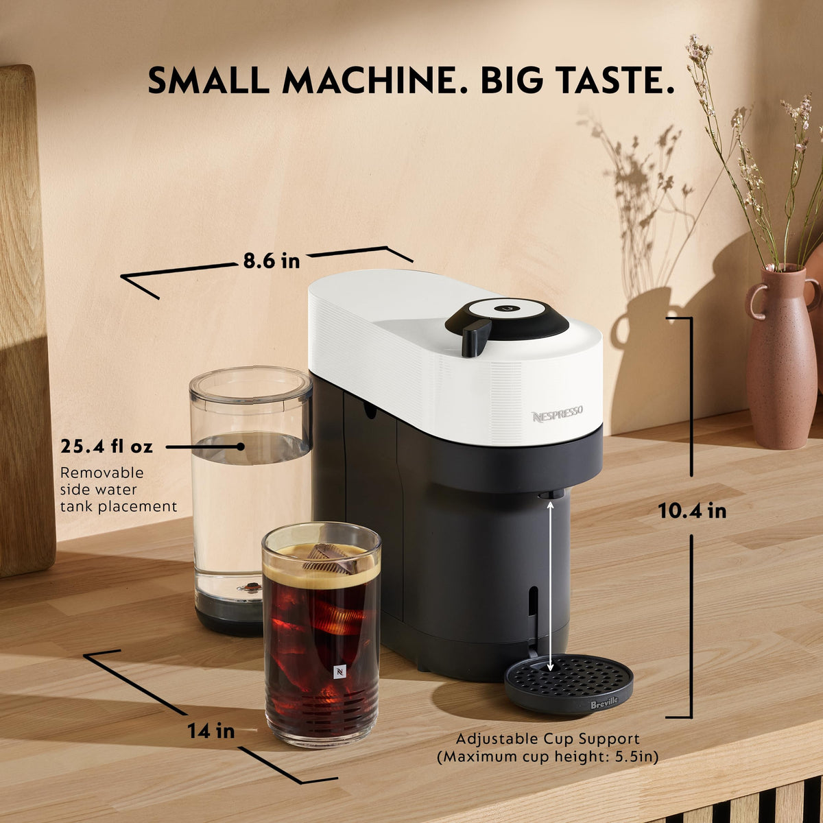 Nespresso Vertuo Pop+ aluminum capsule recycling program, eco-friendly option.
