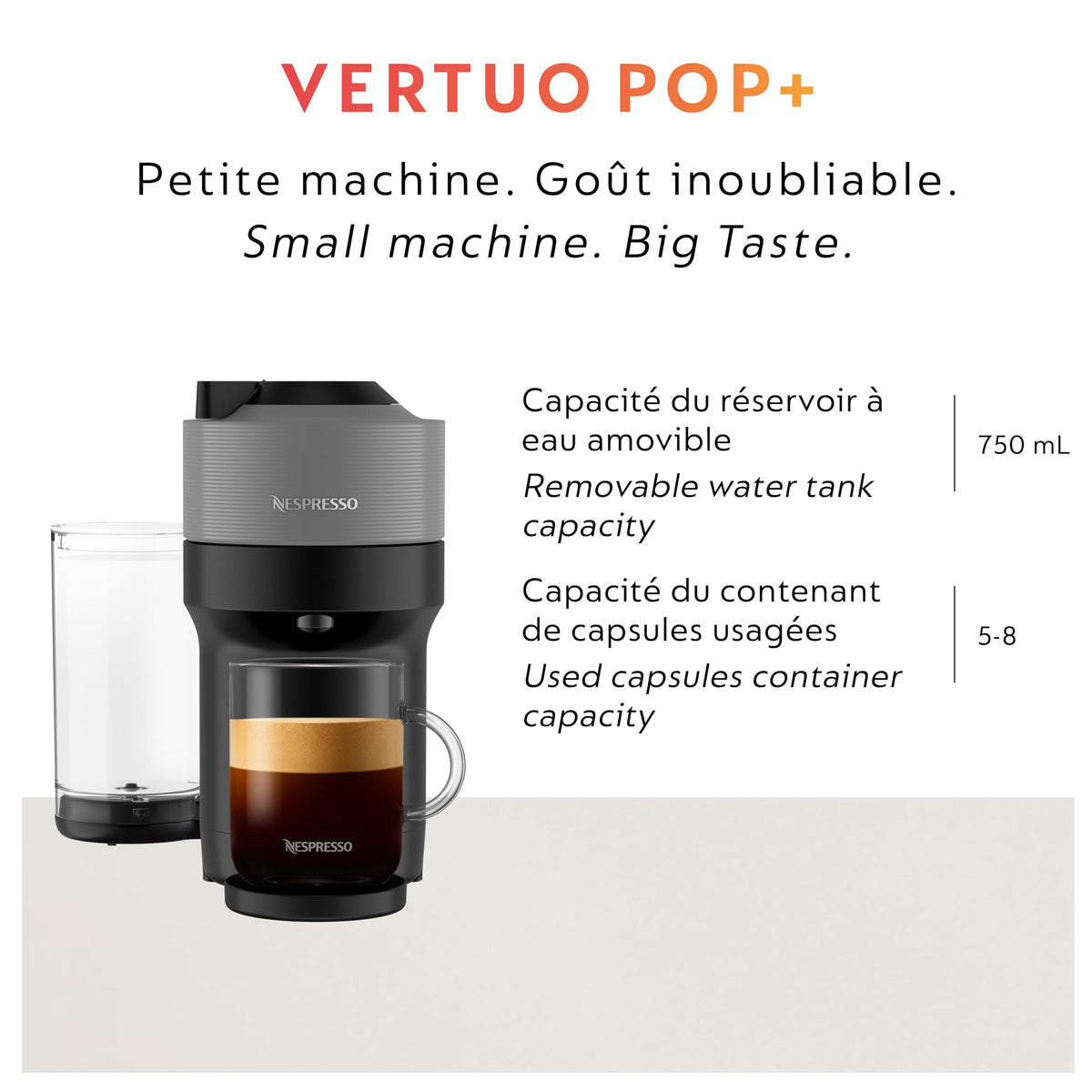 Nespresso Vertuo Pop+ compact design fits small kitchens and tight counters.