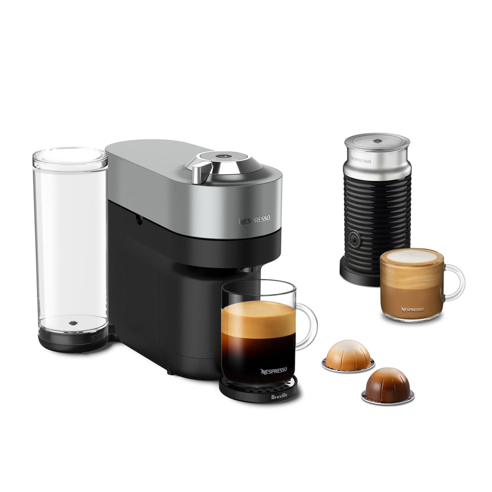 Nespresso Vertuo Pop+ Deluxe front view in Titan color for a bold kitchen statement