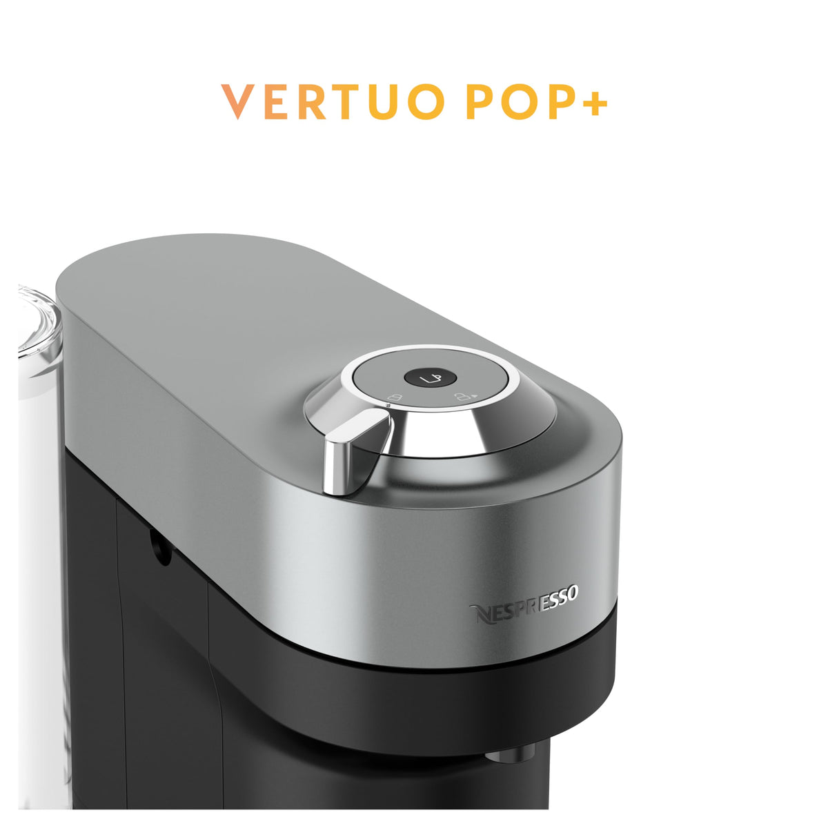 Nespresso Vertuo Pop+ Deluxe side view showing the accessible water tank