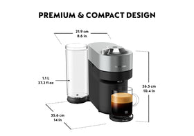 Nespresso Vertuo Pop+ Deluxe Titan control panel enables one-touch coffee and fast heat up.