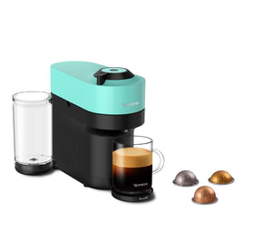 Nespresso Vertuo Pop+ front view in Aqua Mint showing bold style for mornings