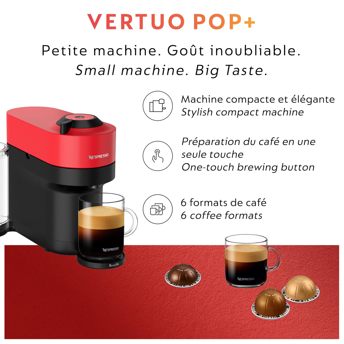Nespresso Vertuo Pop+ connected updates icon emphasizing ongoing improvements.
