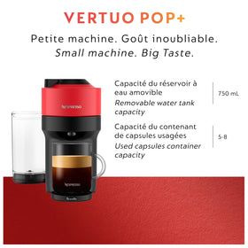 Nespresso Vertuo Pop+ detail highlighting use of recycled plastic.