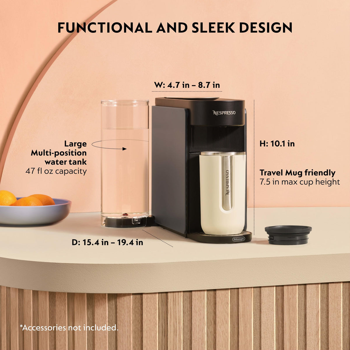 Vertuo Up displays six cup sizes for coffees and espressos.