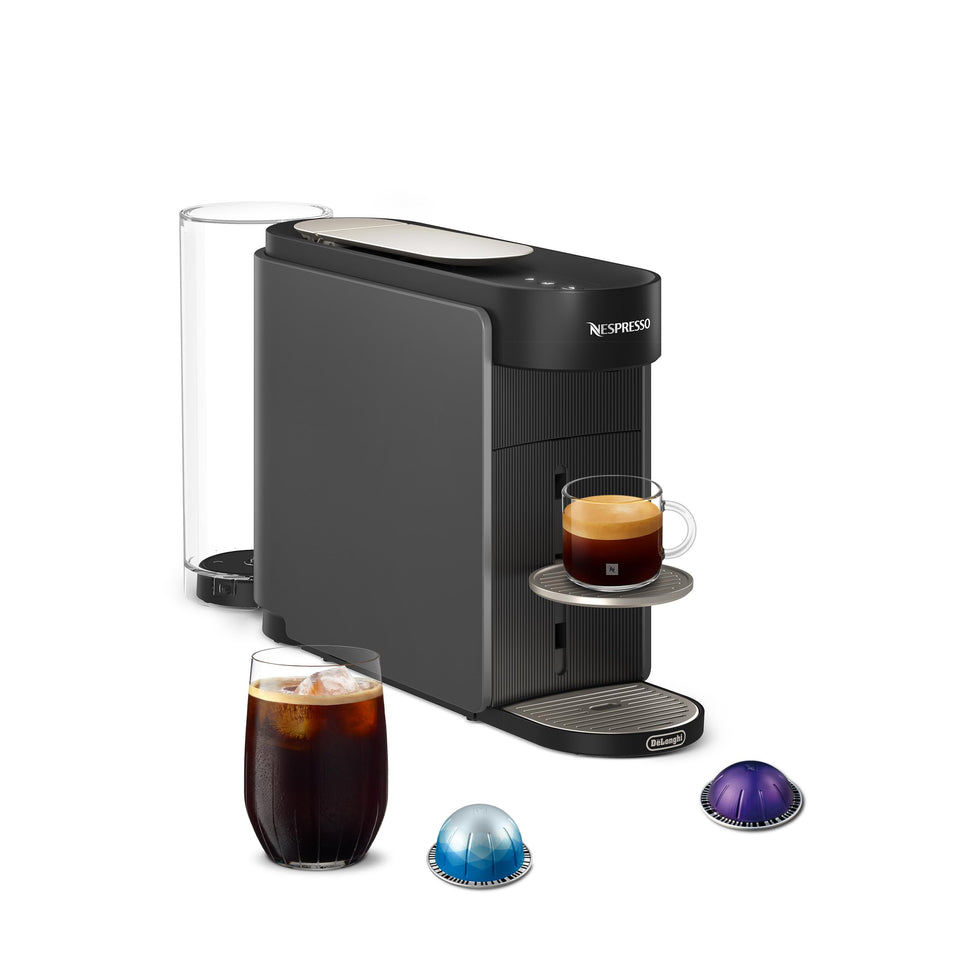 Nespresso Vertuo Up graphite finish on countertop for quick, customizable brews.