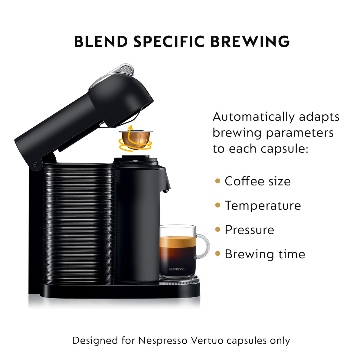 Nespresso Vertuo water reservoir holds 40oz for extended brewing.