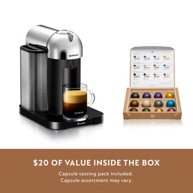 Nespresso Vertuo welcome capsule set included with the machine.
