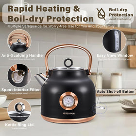 NESSGRAIM LED indicator shows when the kettle is on for easy safety.