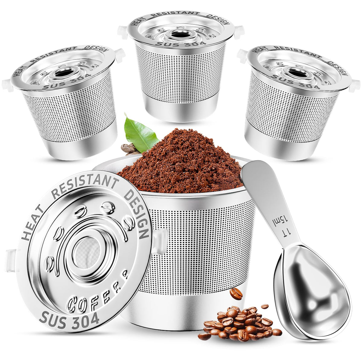 NESSUS 4-pack reusable K cups for Keurig 1.0, designed for cost-efficient brewing.