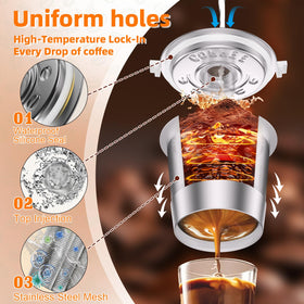 NESSUS BPA-free 304 stainless steel K cup preserves flavor without plastic odors.