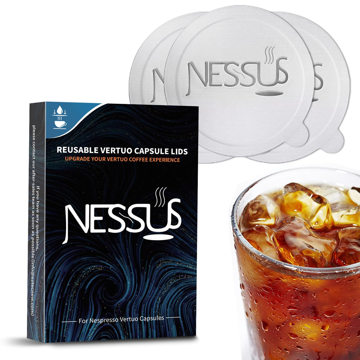 NESSUS foil seal lids 200-pack for Vertuo pods enable easy reuse and waste reduction