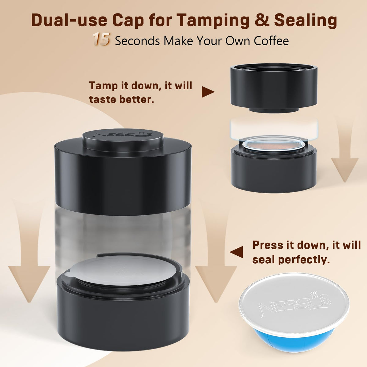 NESSUS foil seals 100 pcs for airtight, leak-free Vertuo pods
