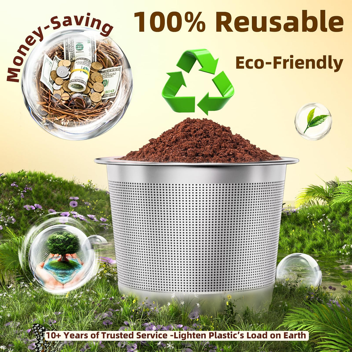 NESSUS reusable K-Cup with 10g capacity for customizable brews.