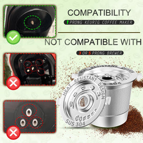 NESSUS stainless steel K-Cup with heat-resistant handle for safe removal.