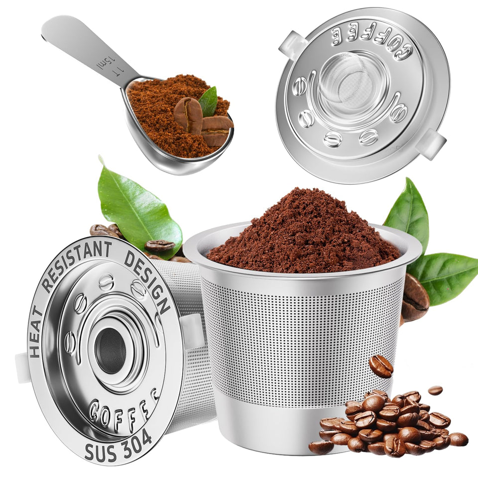 NESSUS reusable K cups bundle for Keurig 1.0, durable stainless steel design for long-lasting use.