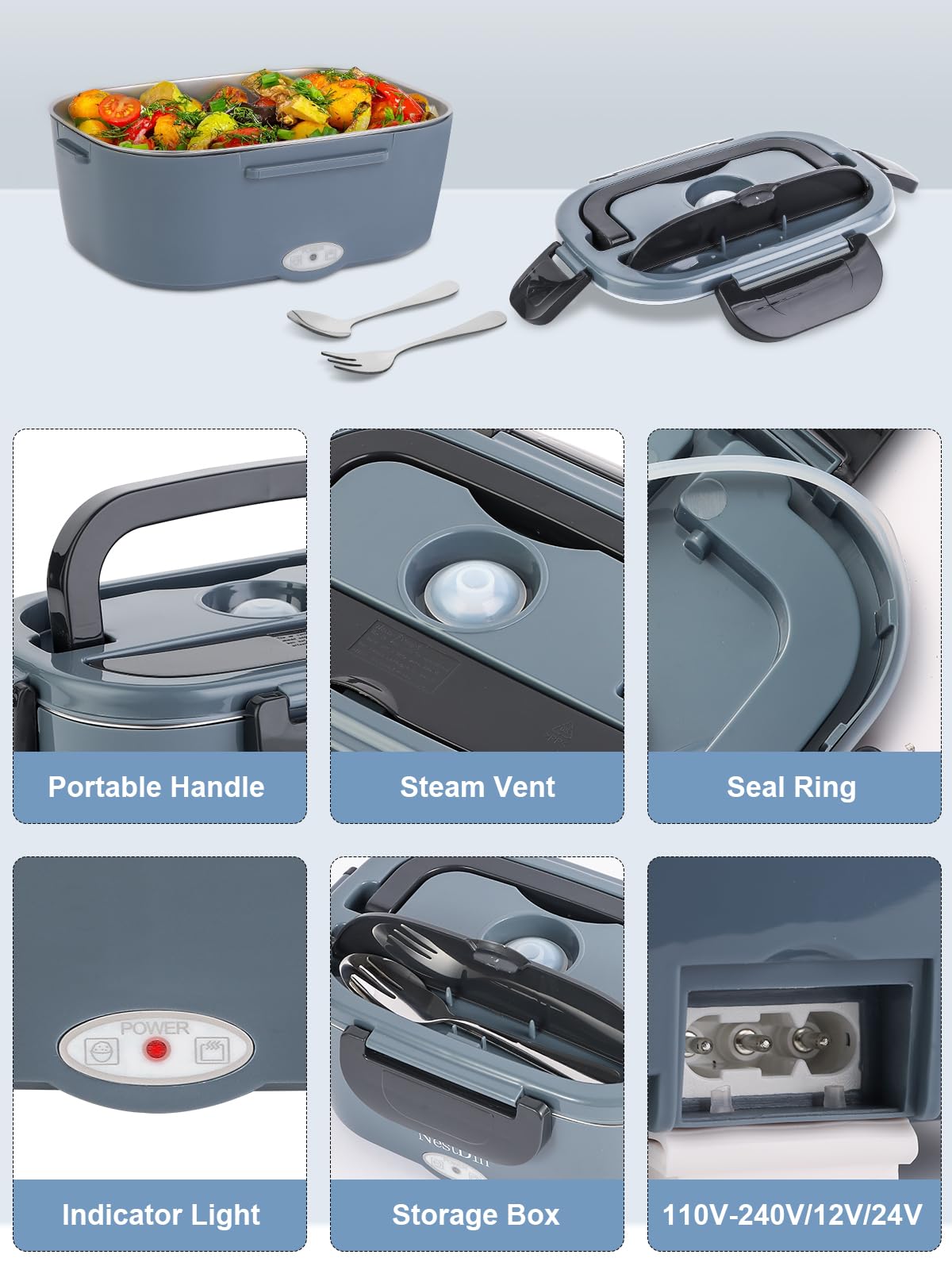 NestDin stainless steel interior, BPA-free and dishwasher-safe for safe cleaning