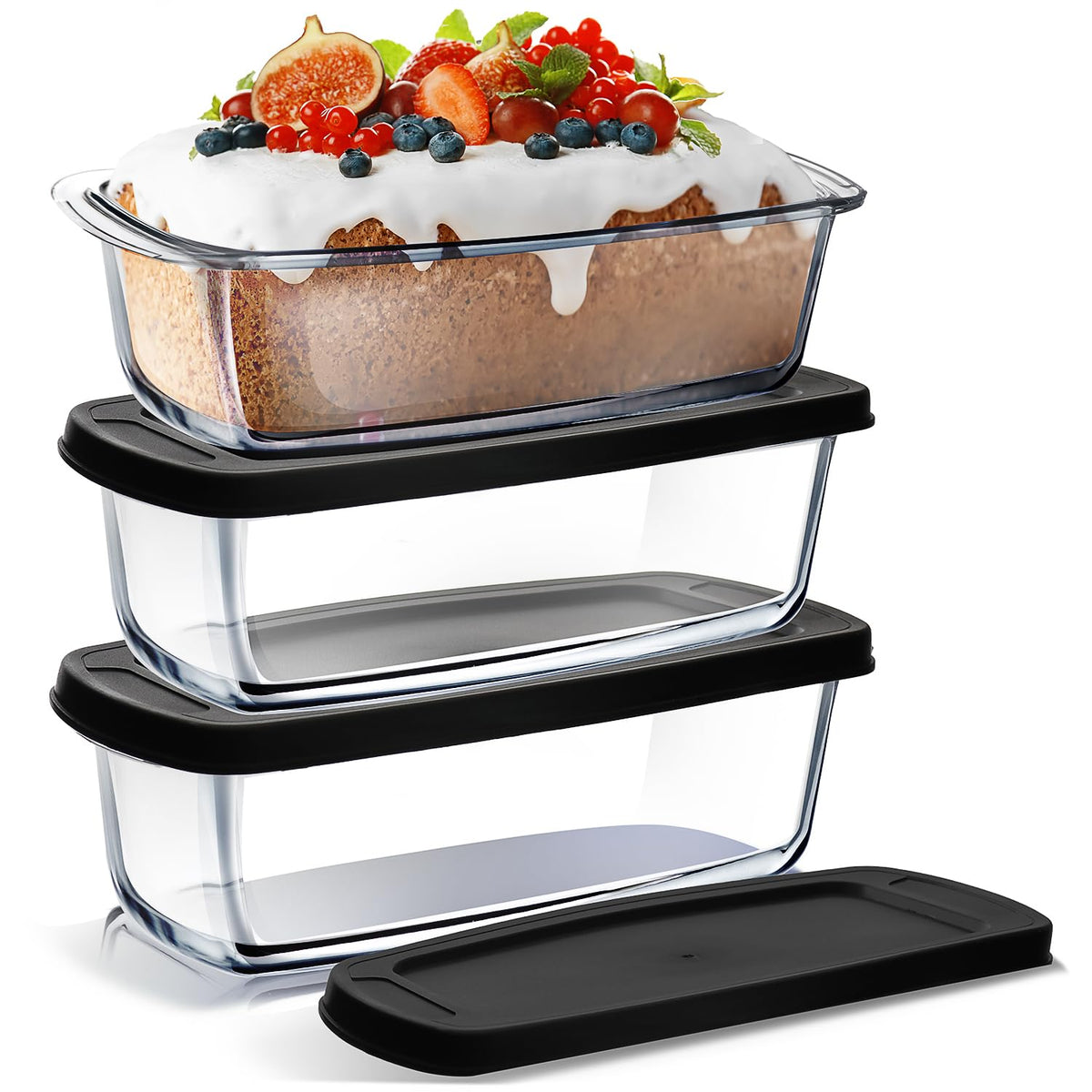 Nestl bread loaf pan in borosilicate glass, oven-ready for even baking.