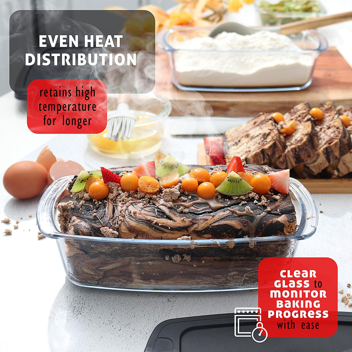 Nestl freezer-to-oven ready glass pan, great for batch prep.