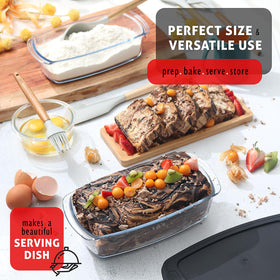 Nestl glass food storage containers 3-pack with lids for airtight organization.
