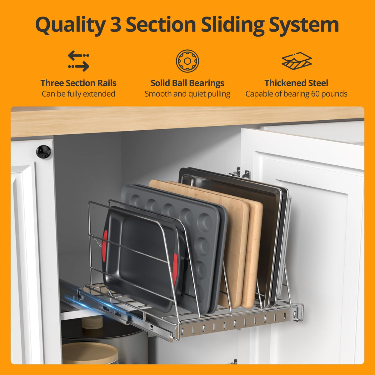NestSprout cutting-board slot keeps boards upright for quick retrieval.