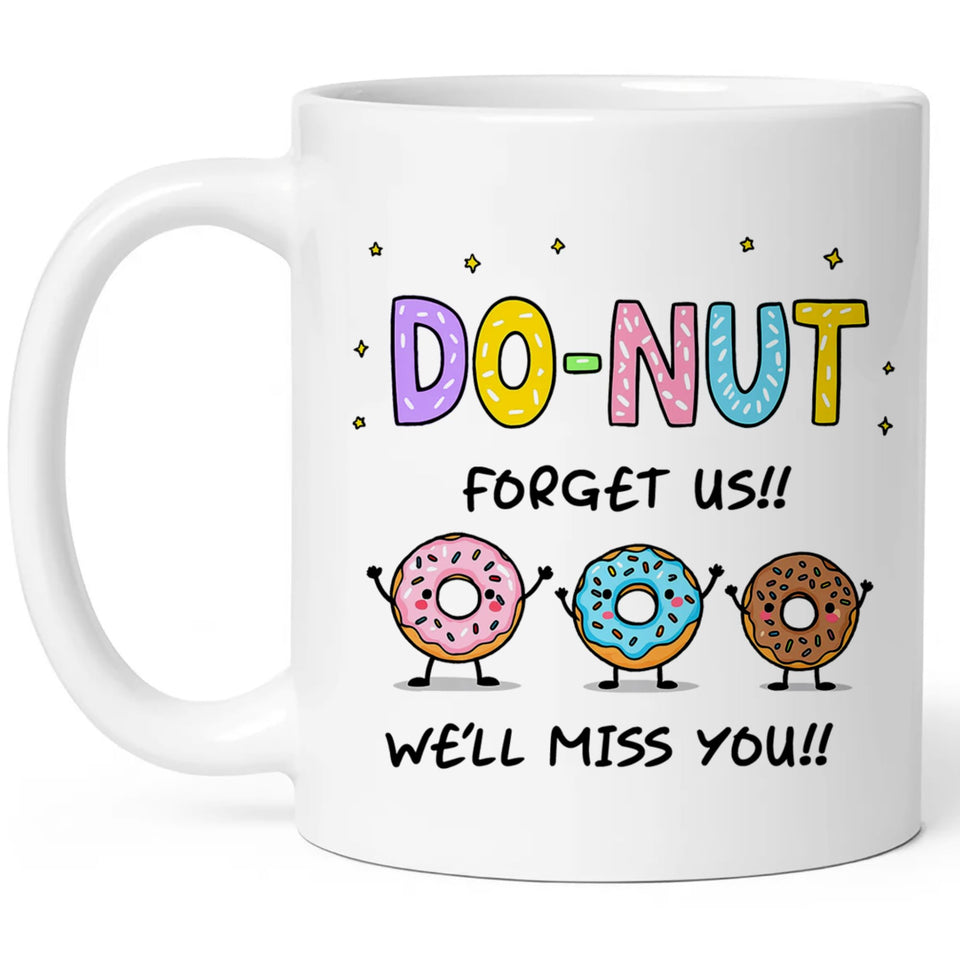 Nestura funny farewell mug with donut design for a warm coworker goodbye.