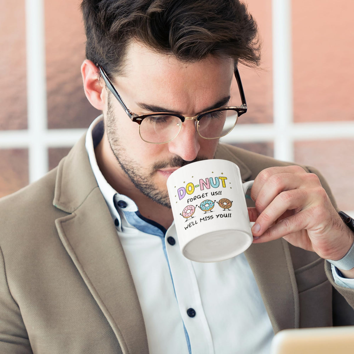 Nestura mug on a desk in an office setting.
