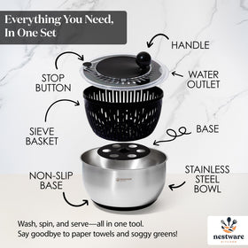 Nestware Kitchen salad spinner inner basket doubles as a convenient strainer