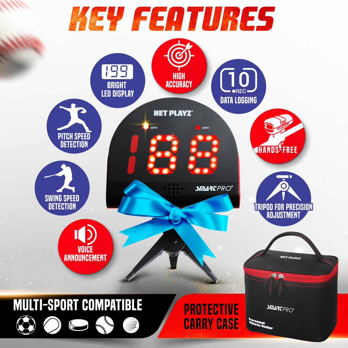 NET PLAYZ Speed Radar LED display shows speeds clearly day and night.