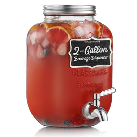 NETANY 2-gallon glass dispenser on table for party beverages