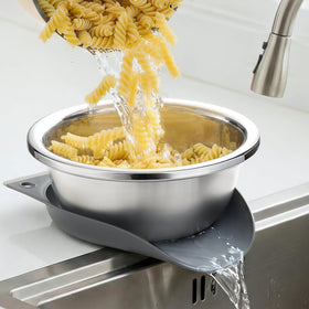 NETANY 3.5QT hands-free strainer with base for safe hot-draining.