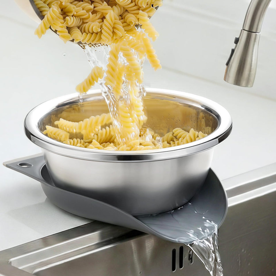 NETANY 3.5QT hands-free strainer with base for safe hot-draining.